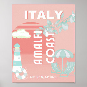 Affiche Côte d'Amalfi, Art Voyage, Pastel