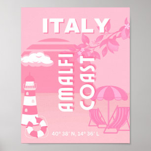 Affiche Côte d'Amalfi, Art Voyage, Rose