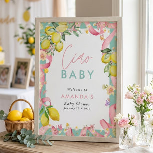 Affiche Côte d'Amalfi Citron Eté Italien Ciao Baby Shower