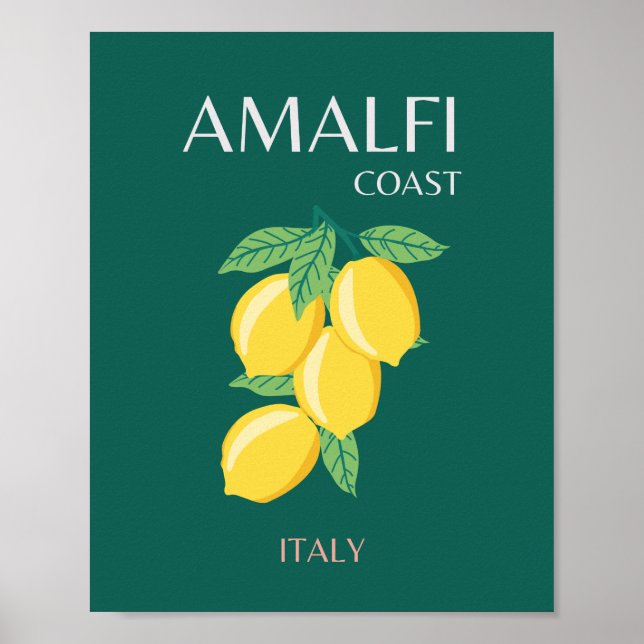 Affiche Côte d'Amalfi, Italie, Art Voyage, Rétro, Vert (Devant)