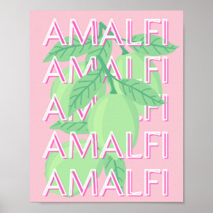 Affiche Côte d'Amalfi, Italie Art Voyage, Rose