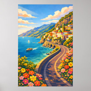 Affiche Côte d'Amalfi Italie Riviera Voyage Vintage