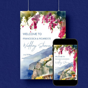 Affiche Côte d'Amalfi wedding shower italien bienvenue