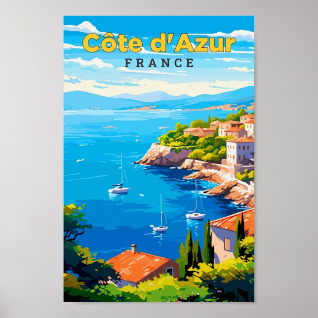 Affiche Côte d'Azur France Travel Art Vintage (Devant)