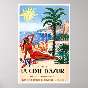Affiche Côte D'Azur French Riviera France Nice Ensoleillem