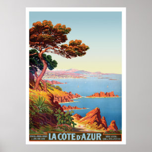 Affiche Côte d'Azur, vue sur la côte française