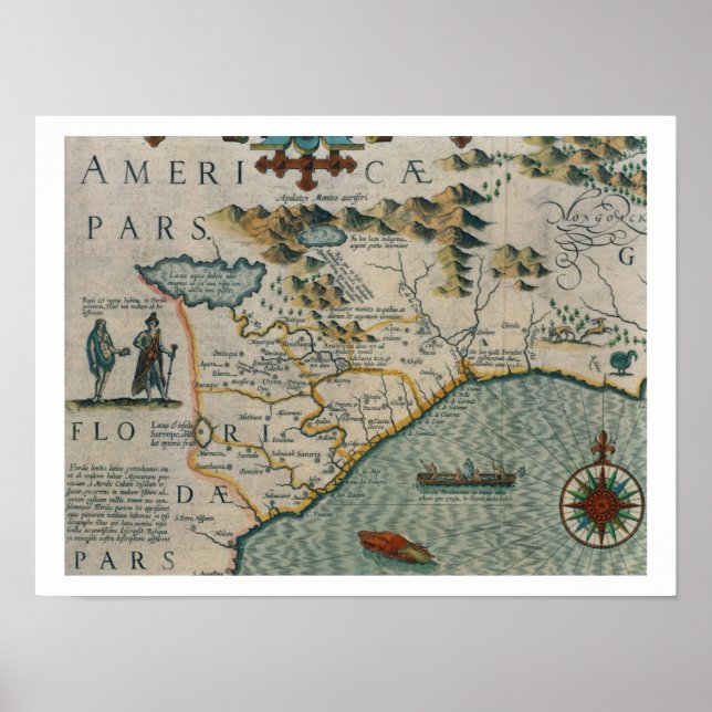 Affiche Côte de Caroline du Nord, détail de la carte intit (Devant)