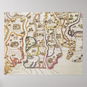 Affiche Côte de l'Afrique et de la rivière Gambie 1622