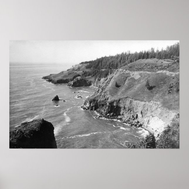 Affiche Côte de l'Oregon Nord de Look Out Cape Fowlweathe (Devant)