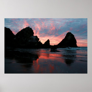 Affiche Côte de l'Oregon Sunrise Beach Rocks Nature Photo