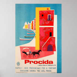 Affiche Côte de Procida, Naples, Italie