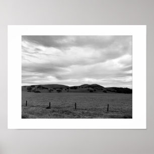 Affiche Côté droit de la route Photographie noir et blanc
