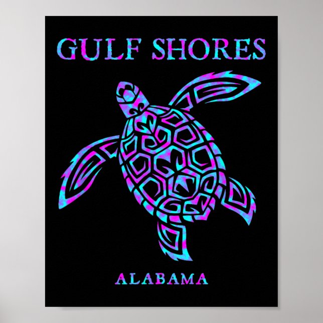 Affiche Côte du Golfe Alabyma Rétro Tortues de mer Garçons (Devant)