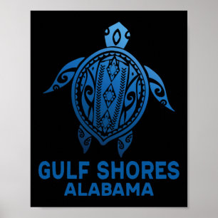 Affiche Côte du Golfe Alabyma Tribyl Tattoo Tortue bleue