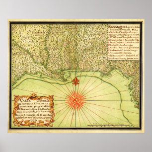 Affiche Côte du Golfe de la carte unie de StatesPanoramic