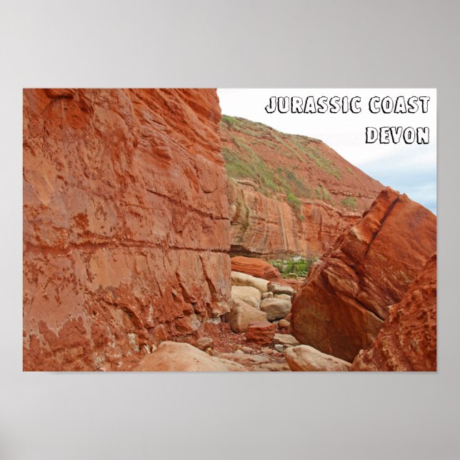 Affiche Côte Jurassique roches rouges, Devon, Angleterre (Devant)