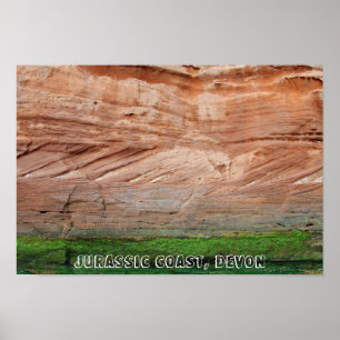 Affiche Côte Jurassique roches rouges, Devon, Angleterre