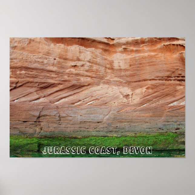 Affiche Côte Jurassique roches rouges, Devon, Angleterre (Devant)