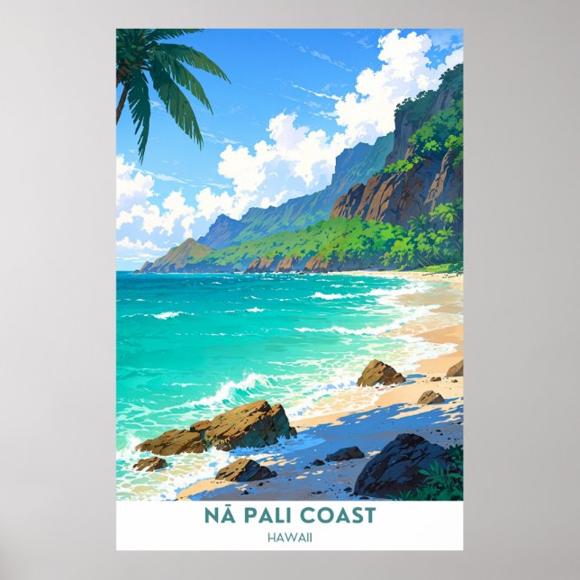 Affiche Côte Nāpali, State Wilderness Park, Hawaii (Devant)