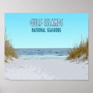 Affiche Côte nationale des îles Gulf Mississippi Floride