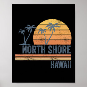 Affiche Côte Nord d'Oahu Hawaï Souvenir Surf Hawaïen