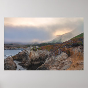 Affiche Côte rocheuse brumeuse de Californie au lever du s