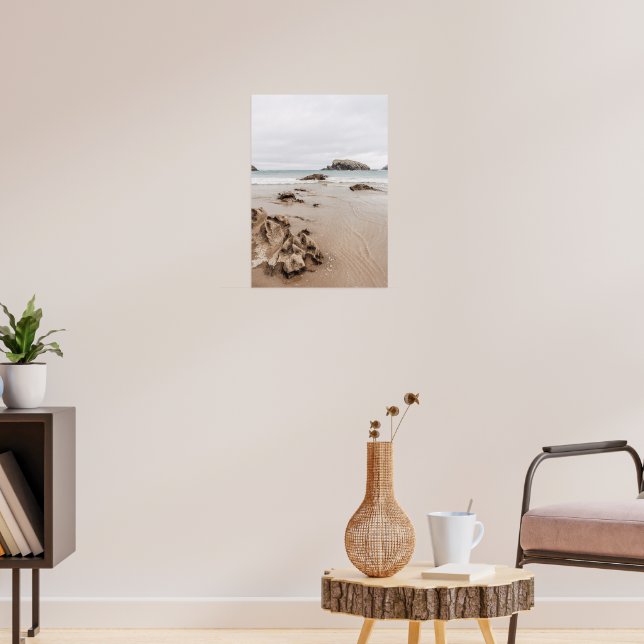 Affiche Côte sablonneuse avec des rochers, esthétique océa (Salon 3)