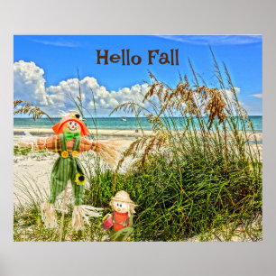 Affiche Côte Sanibel Island Floride Plage & Scarecrow