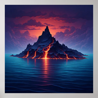 Affiche Côte volcanique dramatique au crépuscule 🌊