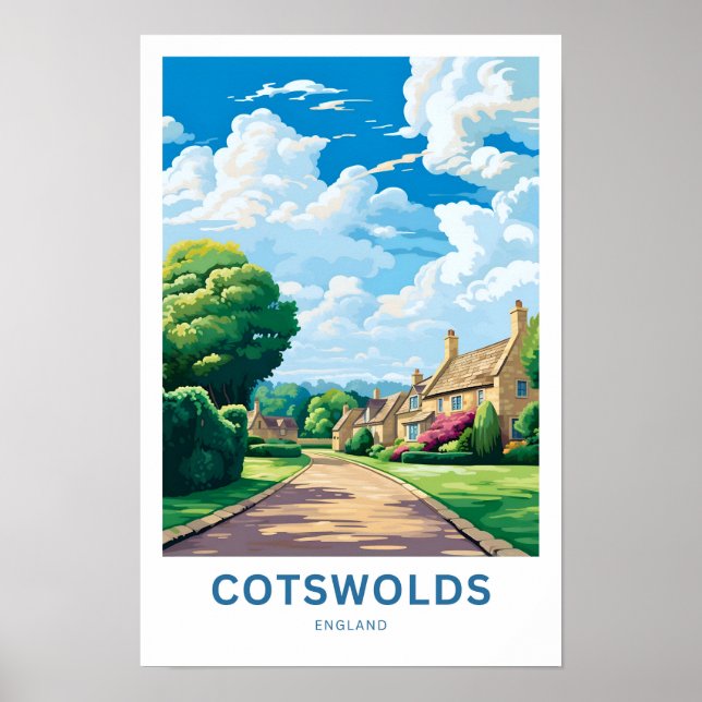 Affiche Cotswolds England Travel Print (Devant)