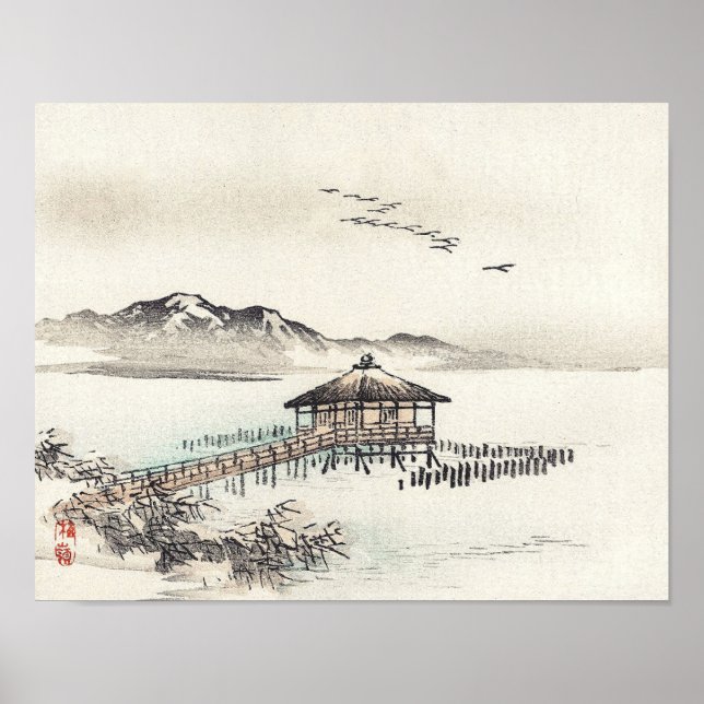 Affiche Cottage by the sea by Kōno Bairei (Devant)