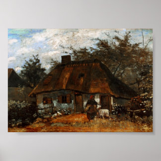 Affiche Cottage et femme avec chèvre, Vincent van Gogh
