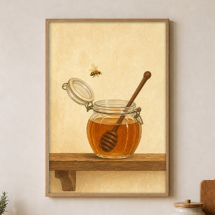Affiche Cottagecore au lavis de pot de miel et d'a