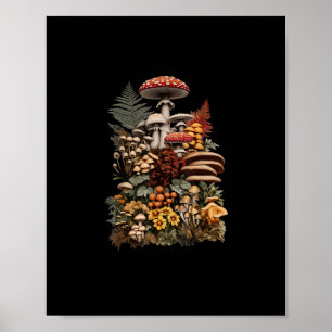 Affiche Cottagecore Goblincore Cueillette de champignons