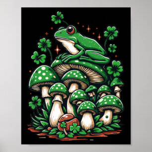 Affiche Cottagecore Grenouille esthétique Sous Champignons