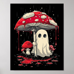 Affiche Cottagecore Halloween Chemise Fantôme Champignons