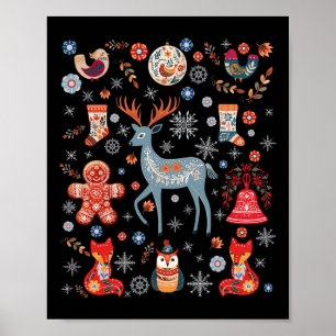 Affiche Cottagecore Nordic Hygge Folk Art Scandinave Chr