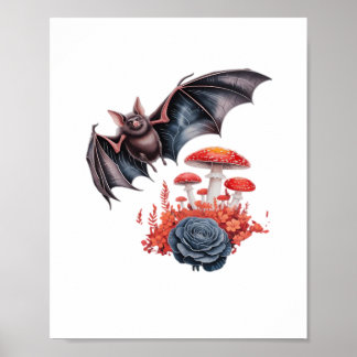 Affiche Cottagecore Papillons Chauves-souris Champignon Go