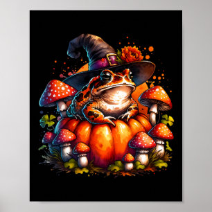 Affiche Cottagecore Toad Witch Casquette Citrouille Champi