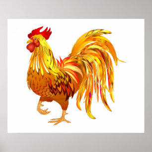 Affiche Cottagecore Vintage de coq de poulet du pays