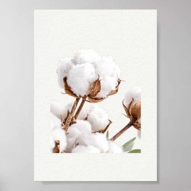 Affiche Cotton Branch Wall Art | Minimal Neutral Farmhouse (Devant)