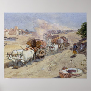 Affiche Cotton Transport, Inde, 1862 (avec le dessus de he