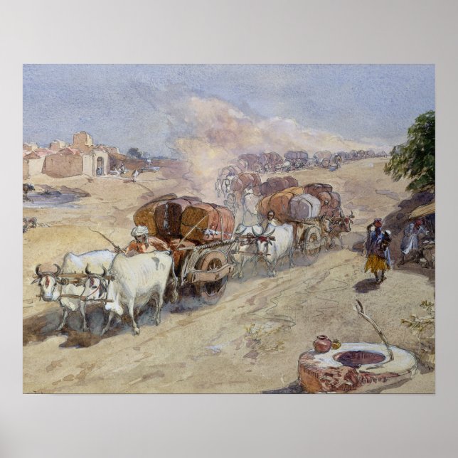 Affiche Cotton Transport, Inde, 1862 (avec le dessus de he (Devant)