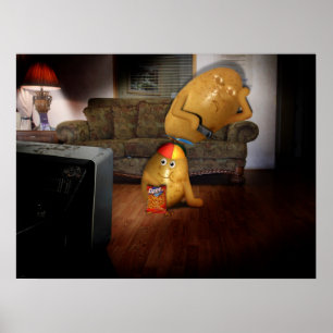 Affiche Couch Potatoes With Father Asleep on the Couch