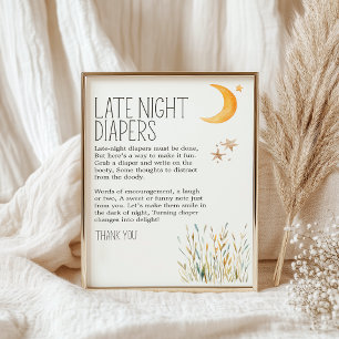 Affiche Couche bébé Baby Shower Nuit tardive Couches
