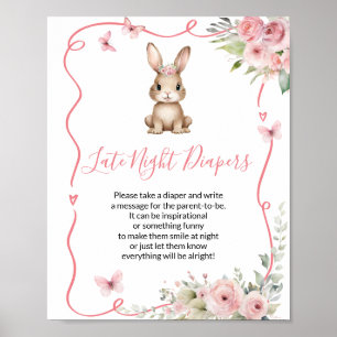 Affiche Couche bébé fille Licorne Baby Shower Couches de n
