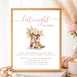 Affiche Couche-culotte de nuit pour Baby Shower Western Co
