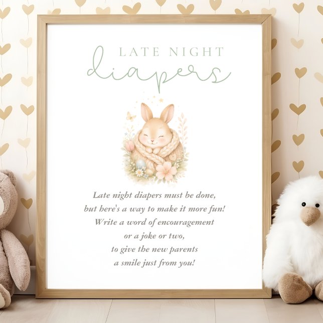 Affiche Couche de nuit pour bébé Shower de Lapin Mignon (Créateur téléchargé)