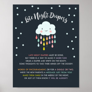 Affiche Couche de nuit tardive signe Nuage Gouttes de plui