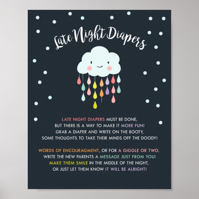 Affiche Couche de nuit tardive signe Nuage Gouttes de plui (Devant)